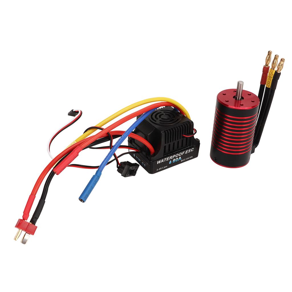 RC 3660 Brushless Motor and 80A Brushless ESC Electric Speed Controller T Male Connector Motor ESC Set for 1 8 RC Car
