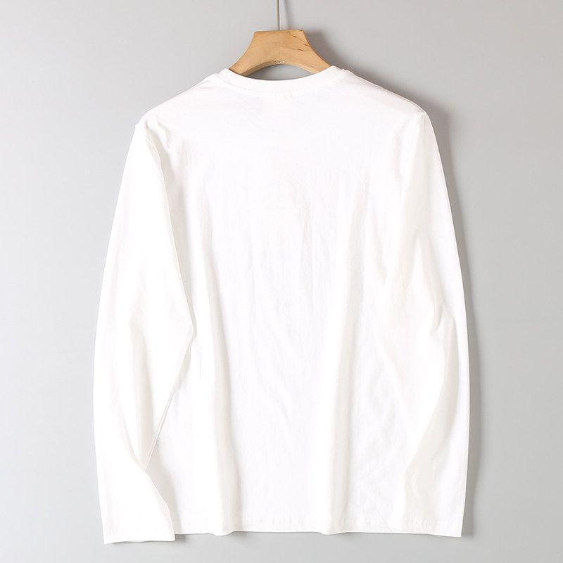 HK Order Cotton Printed Skin-friendly Breathable Long sleeves Shirt Foreign Trade Men's Tail Goods Spring and Autumn round Neck Casual Bottoming Shirt