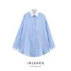 Jnleaog Spring New Arrival Women's Clothing Fashion Style French Fashion Poplin Patchwork Stripes Shirt 2796545