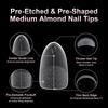 240Pcs Short Almond Soft Gel X Nail Tips Full Cover Coffin Stiletto Frosted Matte Fake Nails Press On Nails Diy Salon Manicure