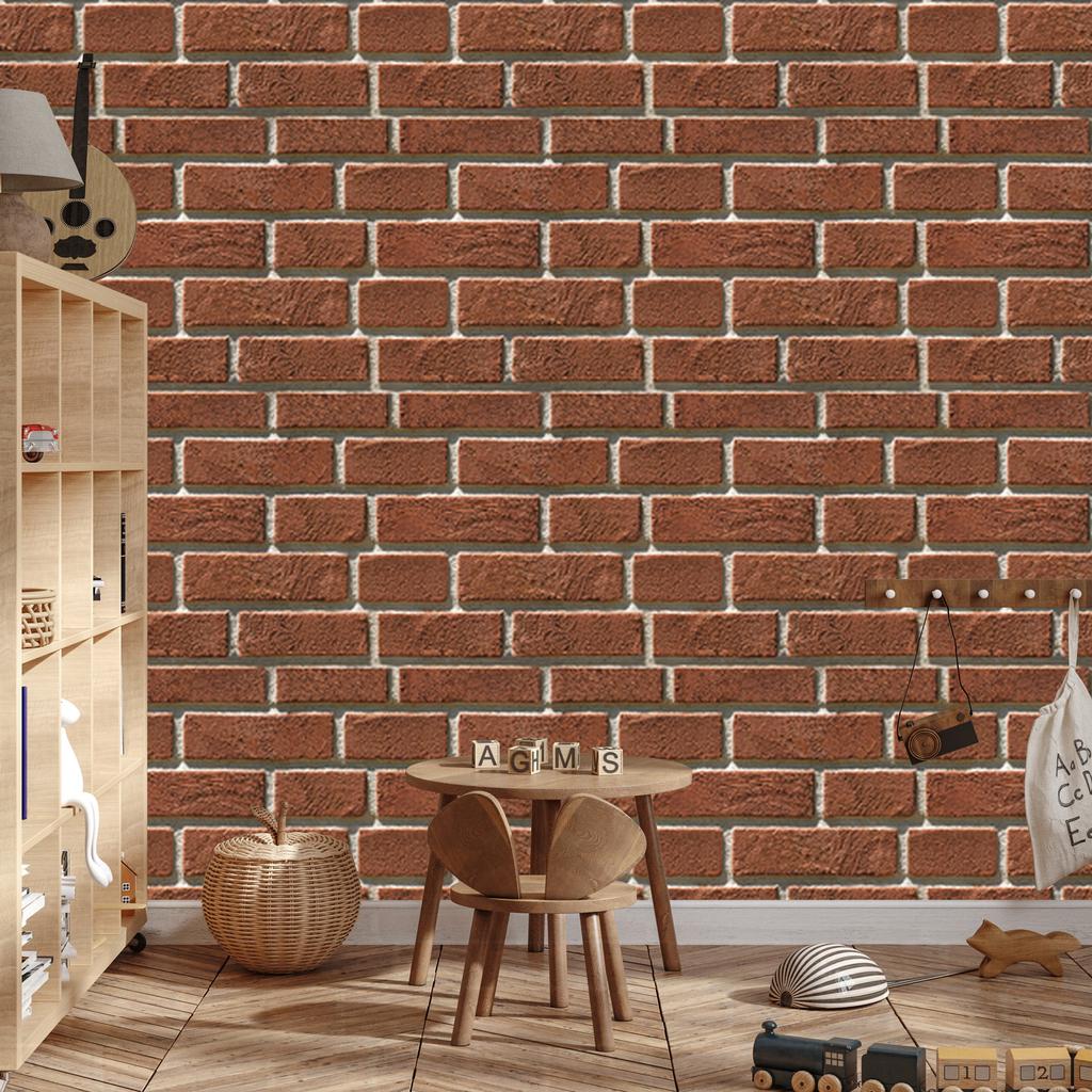 Red 3D Brick Wallpaper for Living Room and Bedroom 50x1000