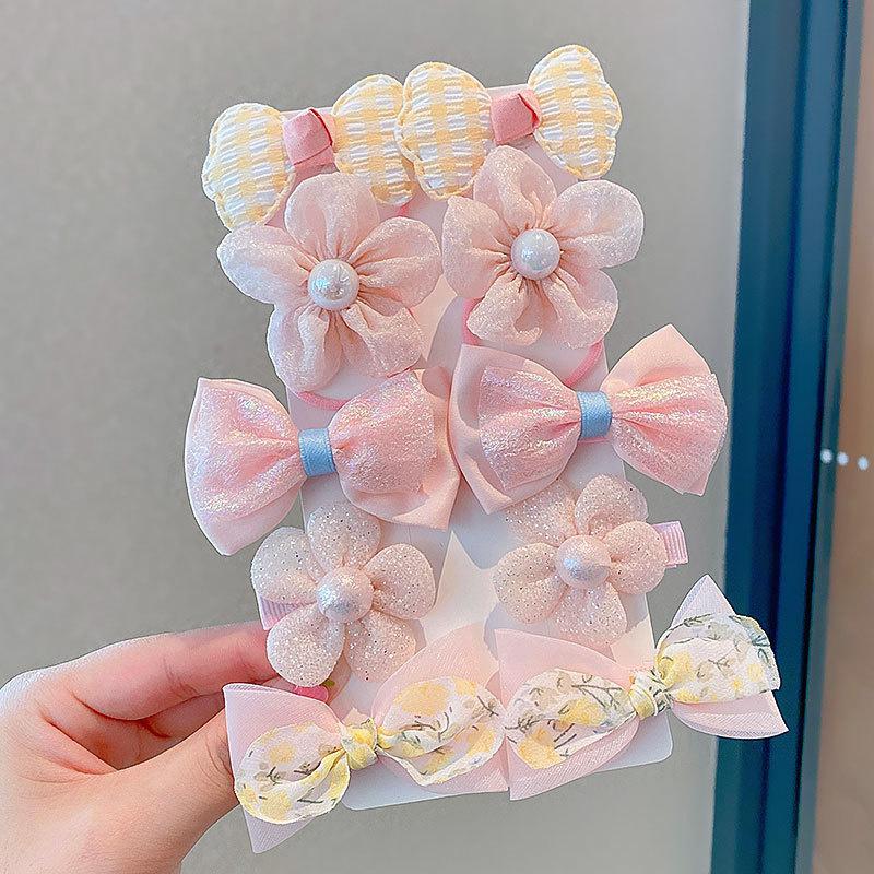 10PCS New Girls Sets Flower Bow Cute Hair Clips Hair Bands Hair Accessories Headwear Hairpins Headdress Barrettes