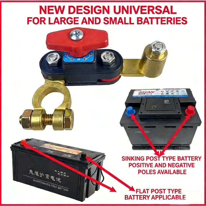 Car Battery Power Cut-Off Convert Breaker, Adjustable Unpolluted Copper Stable Transmission High Conductivity 12v-24v Disconnect Convert Smart for Car