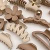 New Women Elegant Brown Beige Flower Geometric Hair Claw Clips Lady Plastic Hairpins Crab Hair Clips Fashion Hair Accessories