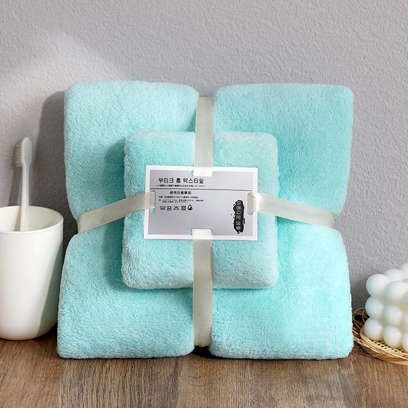 2-teiliges Korallenfleece-Handtuch Badetuch-Set Weizenmuster Superweich Saugfähig Badelaken Spa-Gesichtstuch Mehrere Musteroptionen