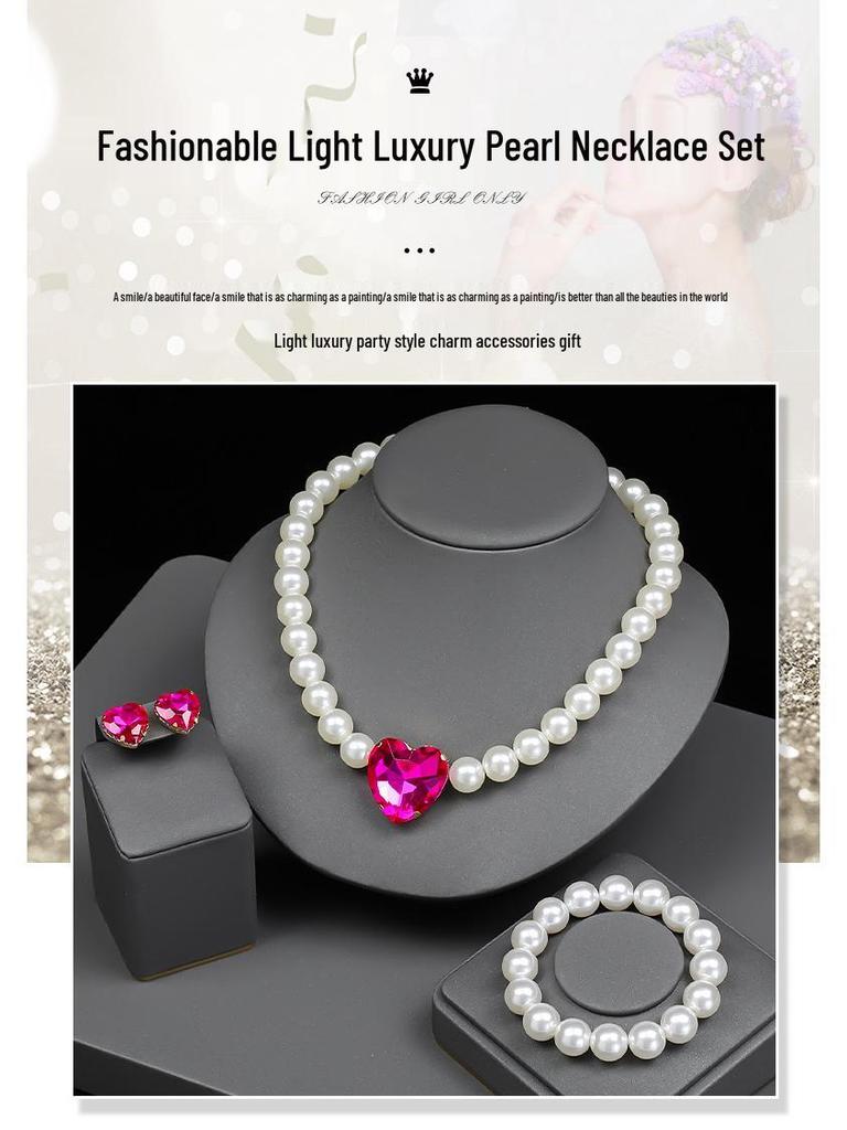 Minimalist Heart-Shaped Jewelry Set: Earrings, Bracelet, Necklace for Weddings