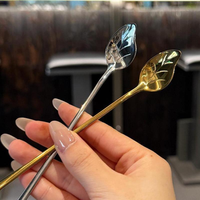 304 Stainless Steel Mixing Spoon Long Handle Dessert Spoon Milk Tea Honey Spoon Coffee Spoon Soup Spoon Lengthened Spoon