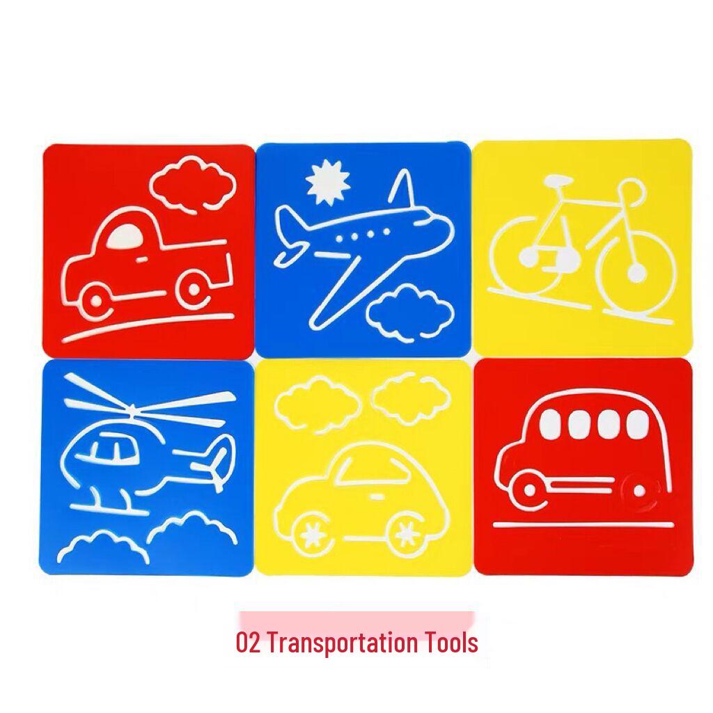 PP Kids' Painting & Drawing Stencil Set - Hollow Plastic Outline Templates for Beginners