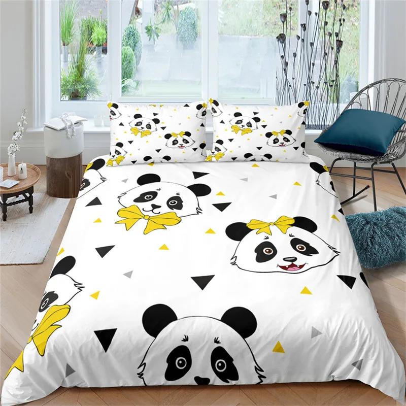 Cute Cartoon Panda Duvet Cover Twin Queen For Boys Girls Teen Soft Animal Theme Panda Bedding Set With Pillowcases Bedroom Decor