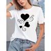 European Size Women'S Casual Tee with Heart & Swirl Print | Long Sleeve, All-Season Comfort,Crew Neck Top