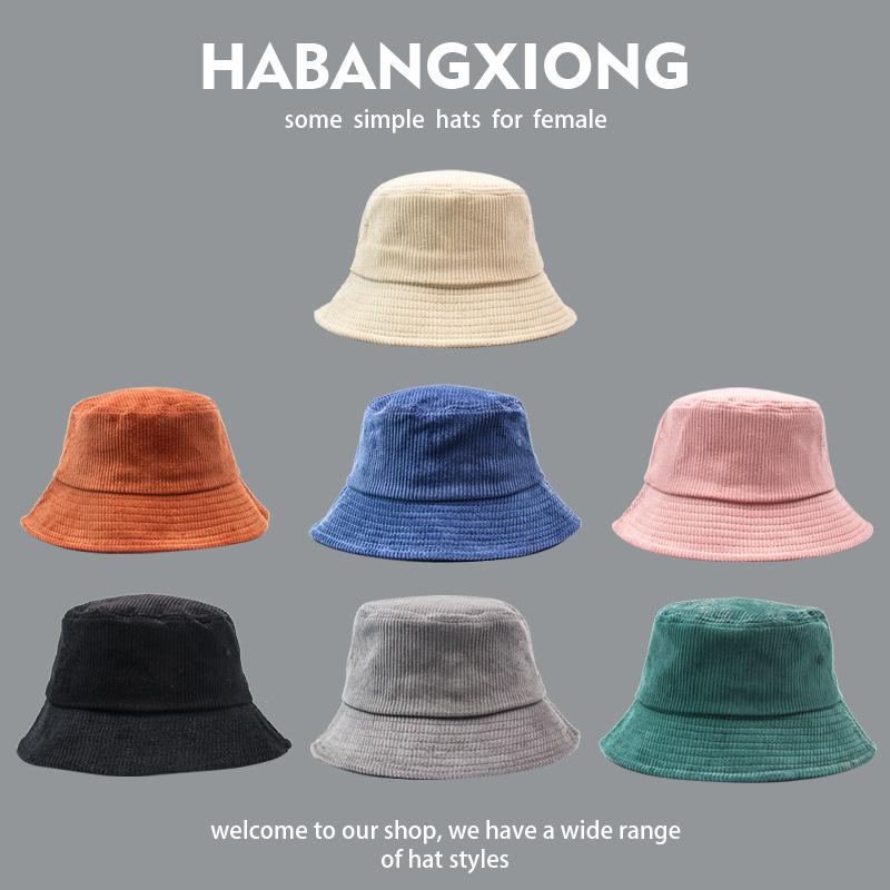 Autumn and Winter Korean Version Corduroy Sun Hat Retro Versatile Basin Hat Ins Female Japanese Candy Color Fisherman Hat