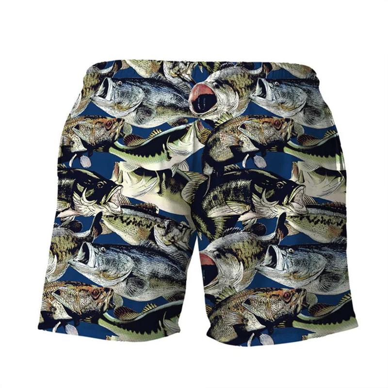 Vintage Fish Fishing Graphic Shorts For Men Kids Outdoor Sport Quick Drying Short Pants Summer Casual Daily Y2k Men Beach Shorts