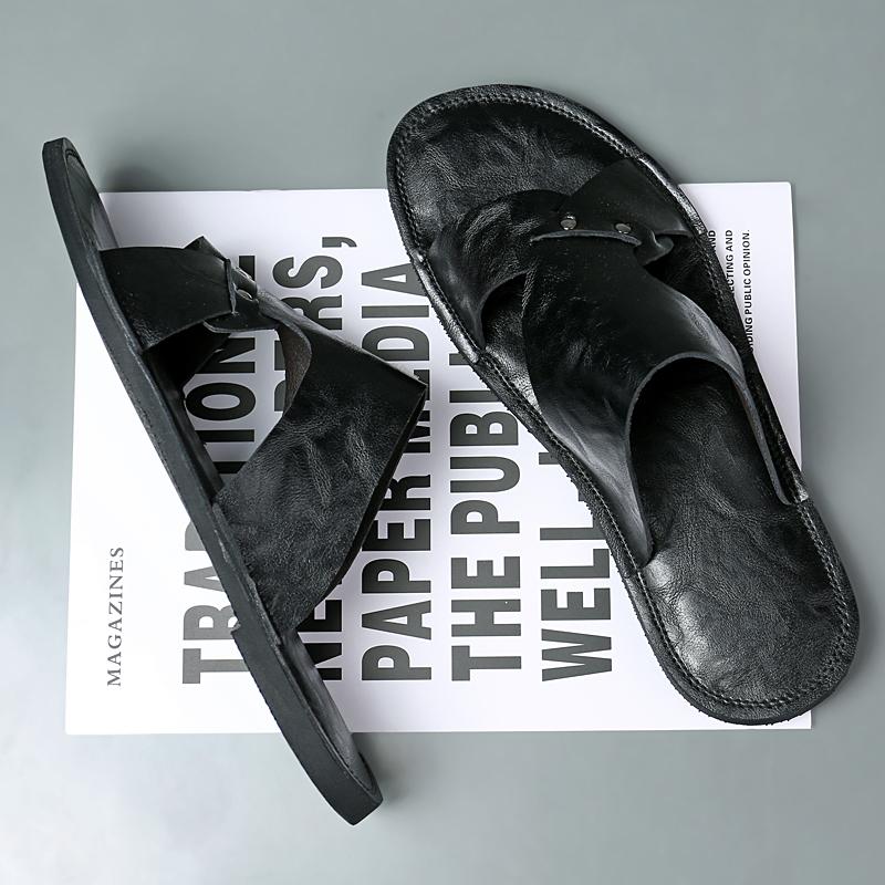 Plus Size 50 Fashion Men Soft Bottom Sandals Solid Color Open Toe Leather Walking Shoes New Beach Breathable Antiskid Slippers