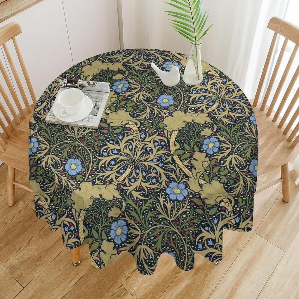 William Morris Bloemenprint Rond Tafelkleed Afwasbaar Polyester Stof Vintage Bloemen Wasbaar Tafelkleed Voor Feestdagen Keuken