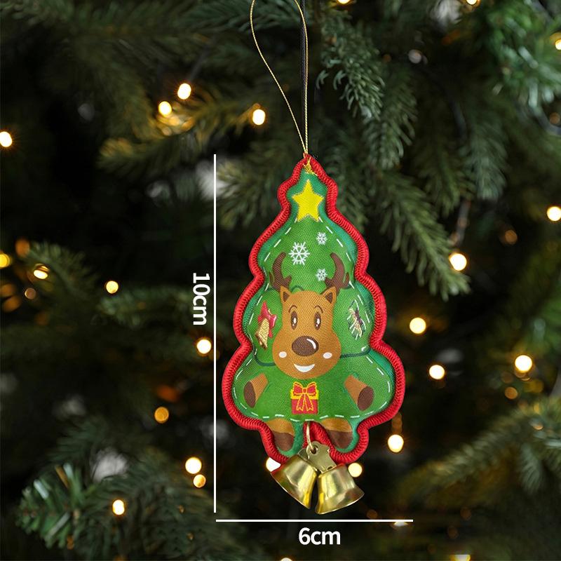 Cute Christmas Tree Hanging Ornament Fabric Santa Gingerbread Man Bell Pendant Xmas Home Decor Holiday Party Gift Accessories