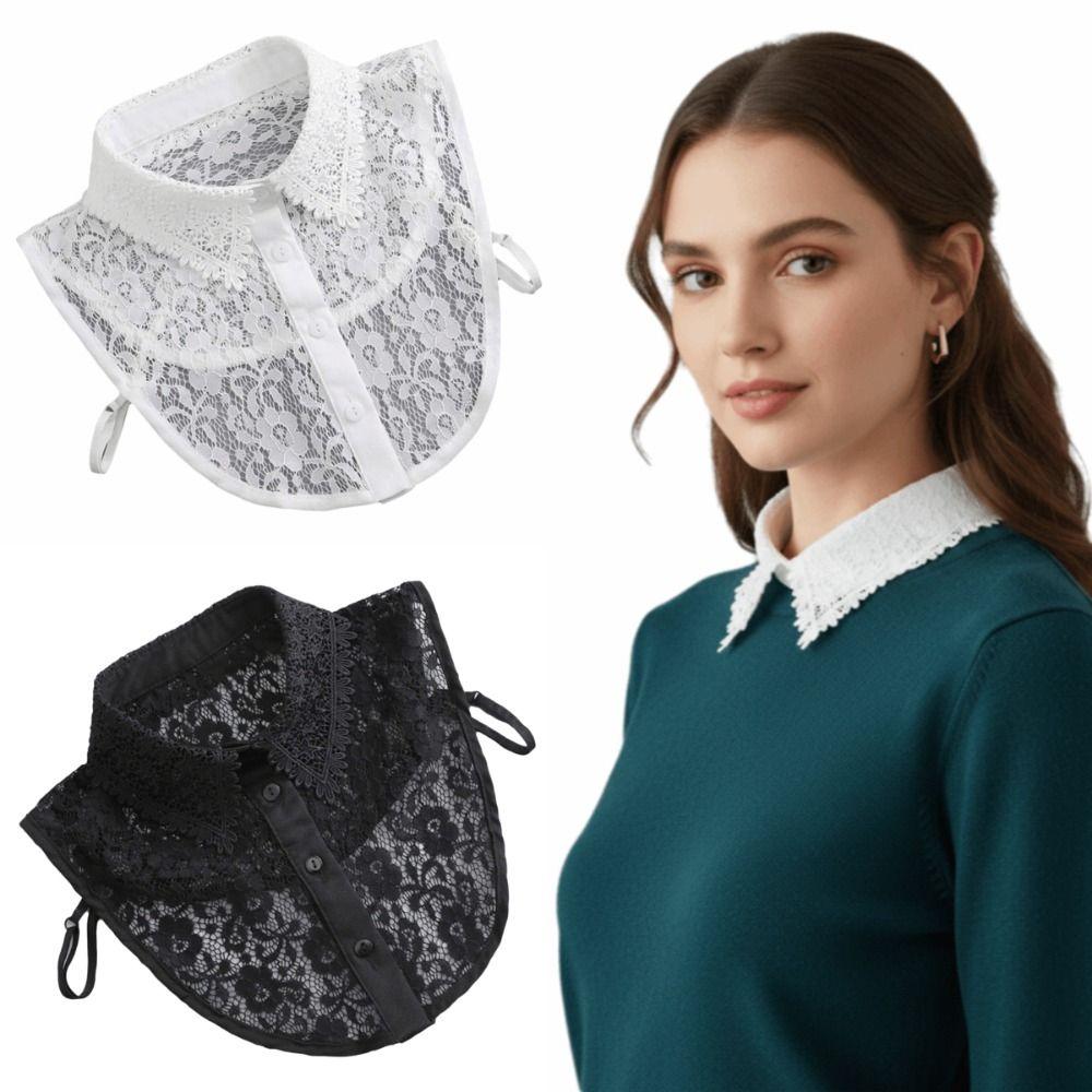 Breathable Fake Collar Pure Color Vintage Lace False Blouse Collar Fashionable Front Tie Detachable Collar Children's Wear