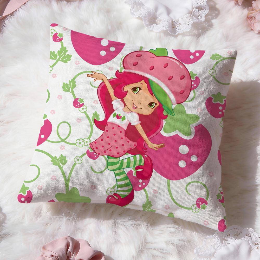 s-Strawberry Shortcake Cushion Cover Premium Comfort Reversible Pillow Cove -Two in One Design for Any Room & Car Interior