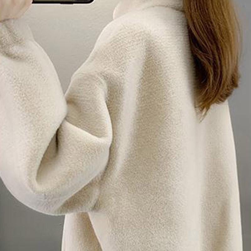 Coat for Women Fleece Thickened Plush Autumn Winter Stand Collar Top Oversize Casual Zipper Jacket