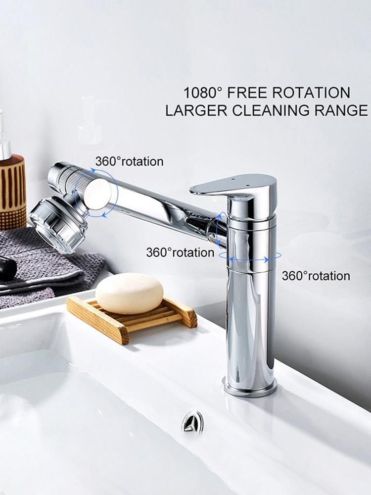 Baterie pentru chiuveta de baie pivotanta la 180 de grade Baterie Montare pe punte Robinet de apa rezistent la stropire