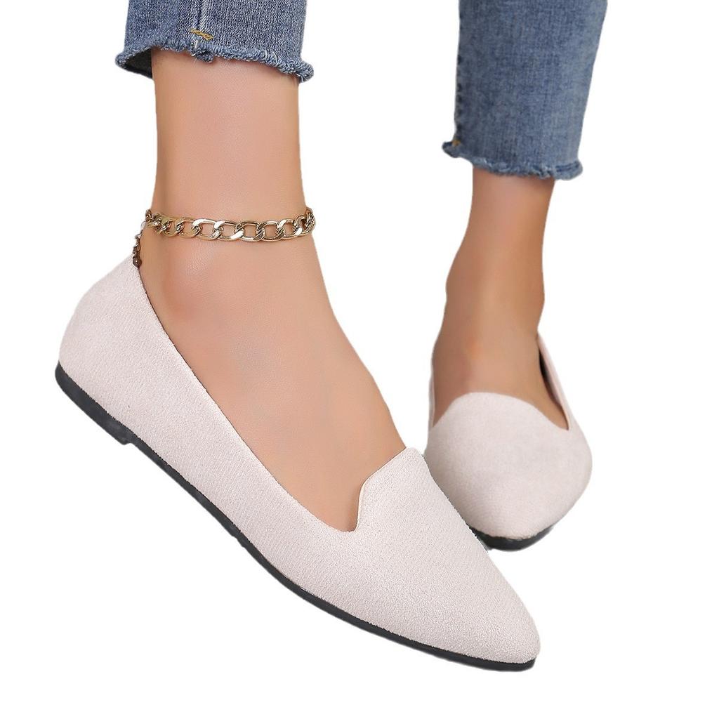 Fashion 2024 Spring and Autumn Fashion New Style Casual Comfortable Solid Color Pointed Women's Shallow Mouth Flat Shoes