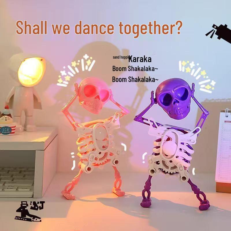 Dancing Skeleton Wobbling Skull Wind-up Toy - Funny 3D Printed Ornament