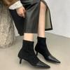 Huge Good-looking Small Short Boots Women's Pointed New Black Slim High-heeled Fashion Bare Boots Boots