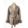 Women S Short Wool Coat With Tie Solid Color Long Sleeve French Style