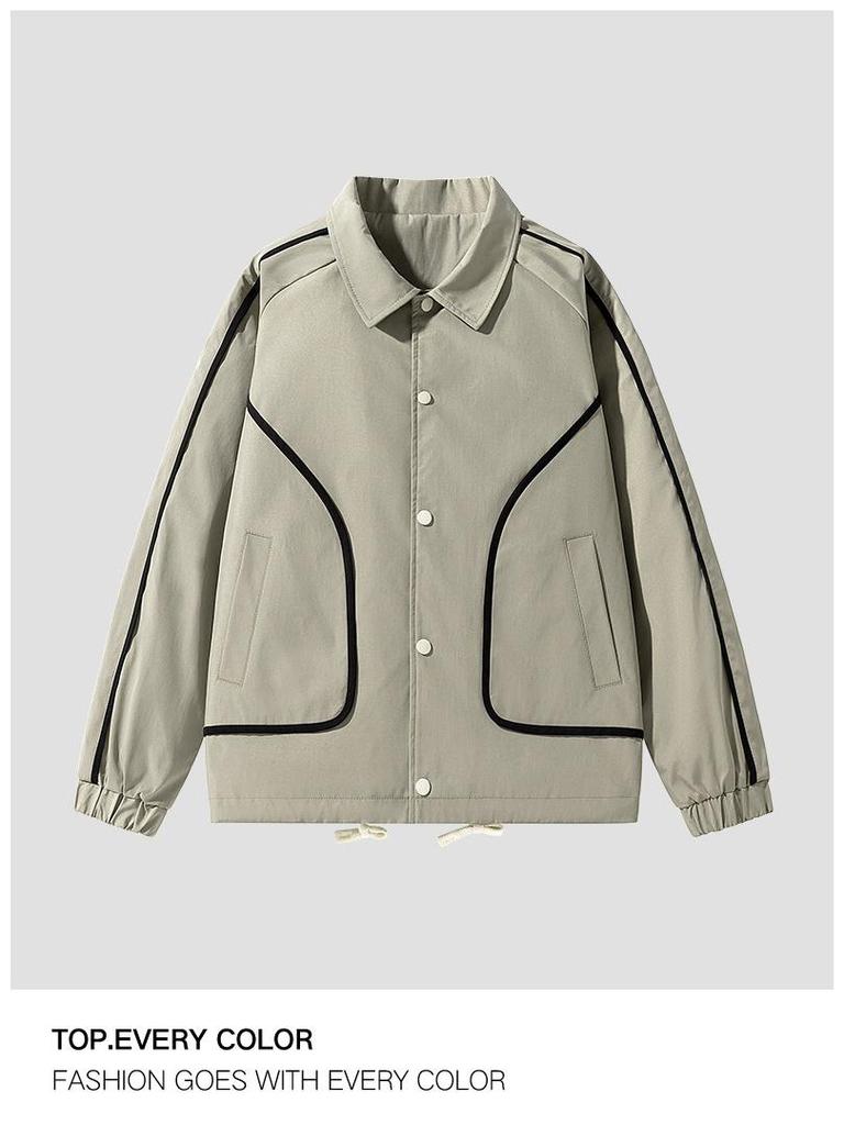 Men's Japanese Style Autumn Lapel Jacket - Trendy, Loose Fit, Large Sizes Available