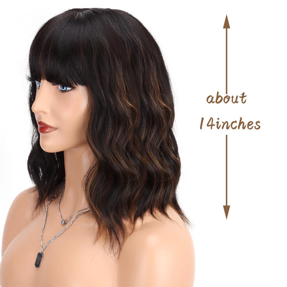 Perruque Courte Frisée Noire - Fibre Haute Température, Style Naturel, Pour Femme