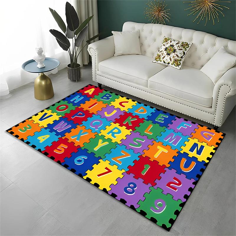 Cartoon Alphabet Animal Carpet For Early Education Classroom Playroom Decor Children Crawling Area Rug Non-slip Bath Floor Mat