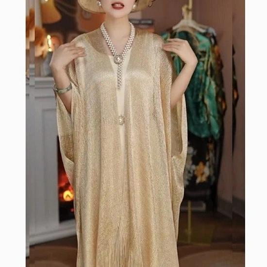 European-Style Women's Gold Thread Shawl: Thin, Evening Wear, Decorative Tassels, Hollow-Out Design, Silk Sun Protection Scarf