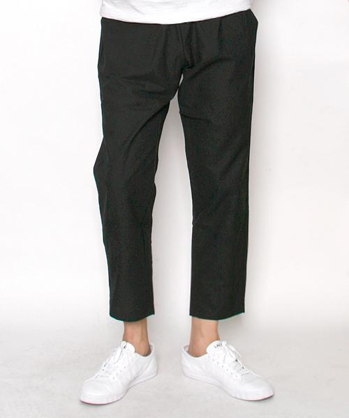 Yunieopaeleol Linen Cropped Tapered Elastic Waist Pants Black