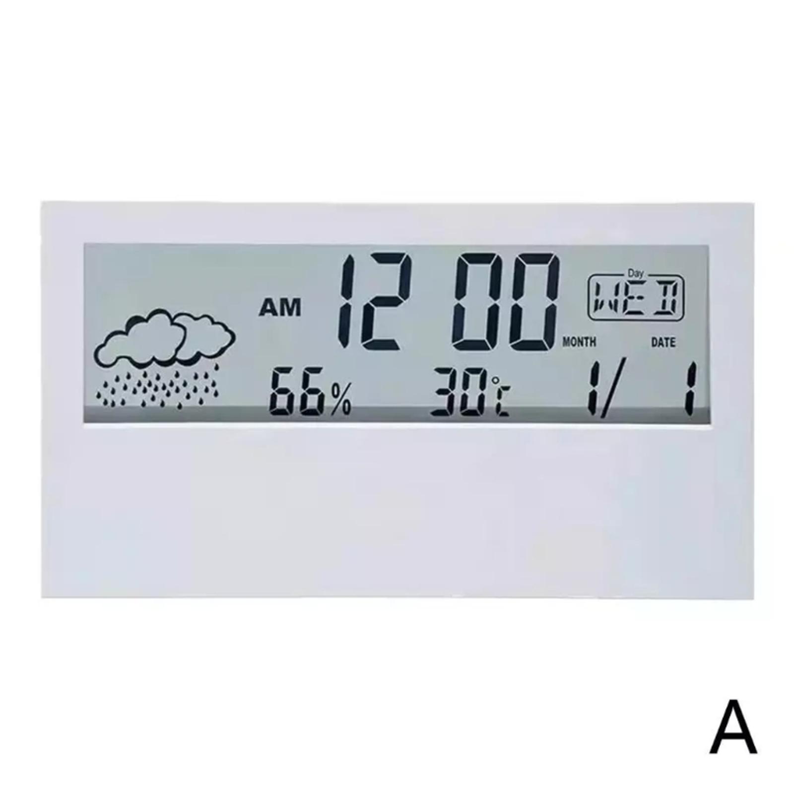 

Термометр Гигрометр с Отображением Времени Настольный Измеритель Температуры и Влажности Погодная Станция для Офиса Дома белый