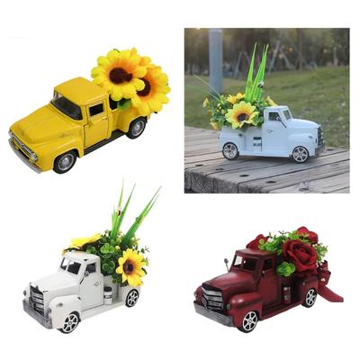 Rustics Truck Decors with Artificial Flowers Truck Decors with LED String Light Tiered Tray Decors Items Home Decors