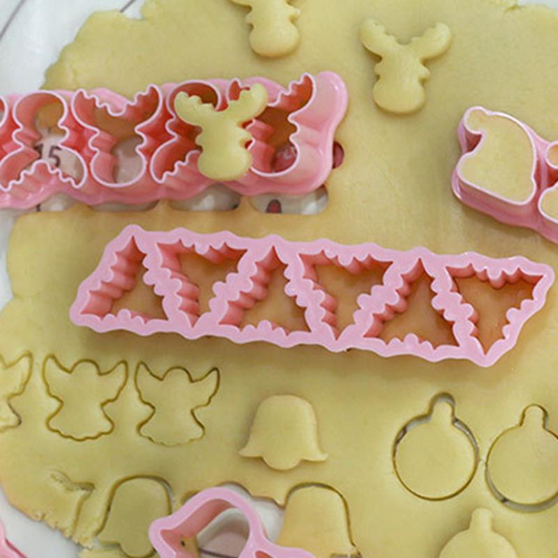 New Christmas Cookie Cutters Stamp Xmas Tree Small Deer Angel Pattern Biscuit Embosser Mould 3D Cake Baking Party Cookie Making