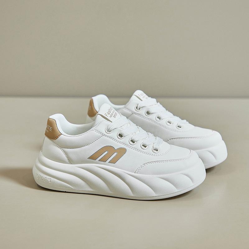 

Женские белые кроссовки из искусственной кожи на платформе, легкие дышащие повседневные кроссовки для бега, кроссовки на шнуровке, спортивные теннисные туфли 35