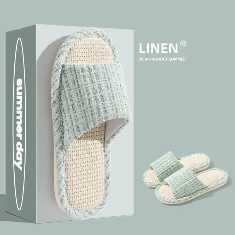 Fashion 20254 New Women's Fashion Home Linen Couple Slippers Breathable Home Shoes Moisture Absorbing Anti slip Cotton Linen Slippers