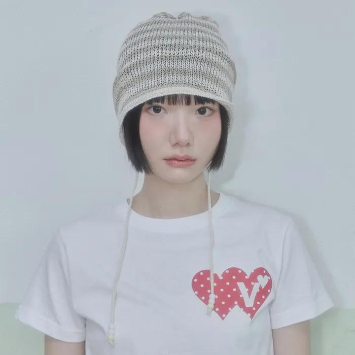 Knit Beaded Beanie [Beige]