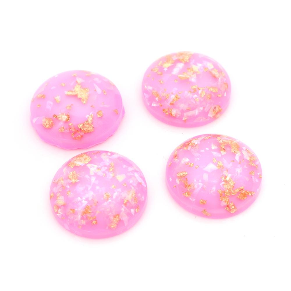 20mm 10 Stück/Los Neue Mode Mixfarbe Eingearbeitete Metallfolie Flache Rückseite Harz Cabochons Cameo