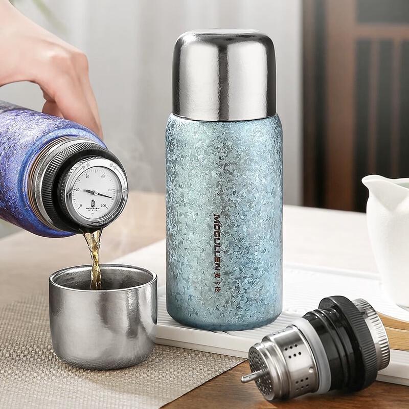 MCCULLEN Pure Titanium Tea Infuser Vacuum Flask with Temp Display