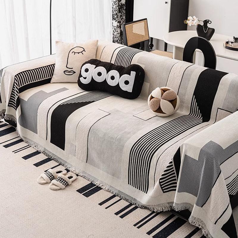 Nordic Geometric Printed Sofa Towel Cover Simple and Soft Couch Slipcover for Living Room Pet Friendly Anti Scratch Home Decor