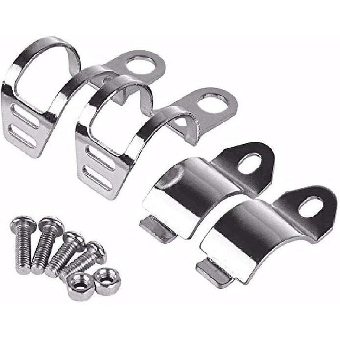 1pair Metal Motorcycle Modified Turn Signal Light Indicator Mount Bracket Clamp 30-45mm (Chrome)