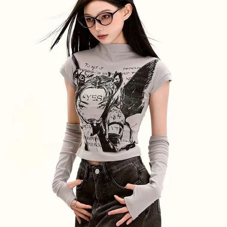 Sexy Women T-shirts Casual Girls Y2K Tops Workout Street Wear Fashion Lady Party Wear Tops Tees