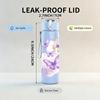 1PC Purple Butterfly Soft Watercolor Print 750ml Color Plastic Sports Water Bottle Leakproof Flip Straw Lid Suitable for Sports Office Home Use