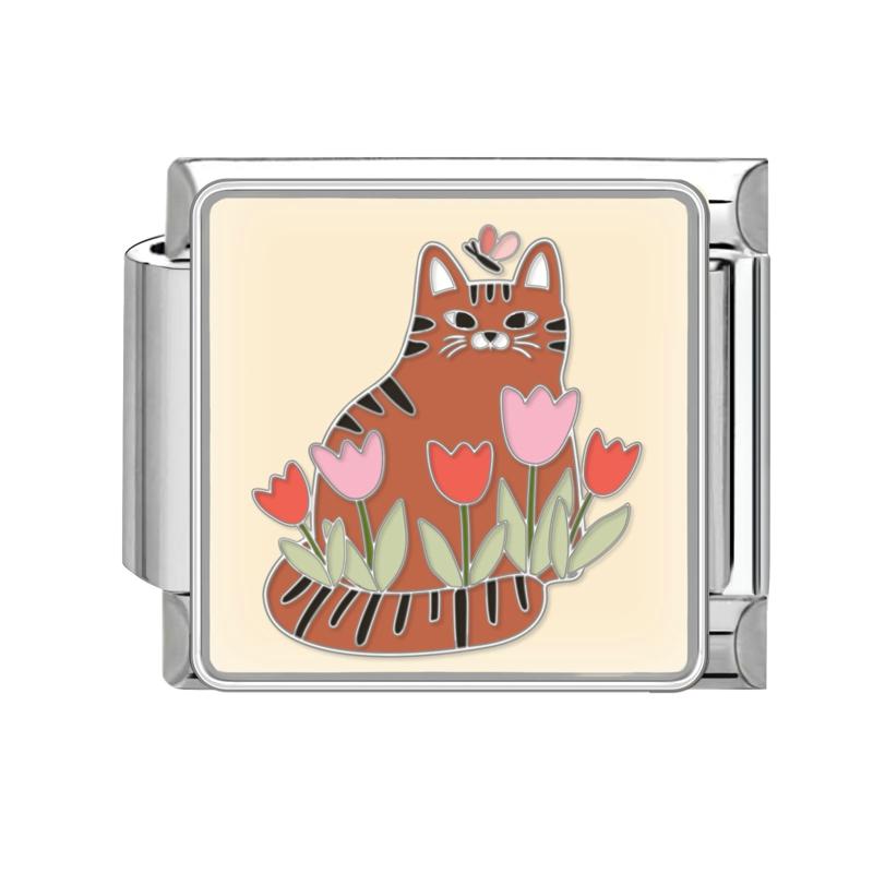 Cartoon Cute Cats Dogs Paw Heart Night Moon Flowers Italian Charm Links Fit 9mm Stainless Steel Bracelet Women DIY Making Gifts