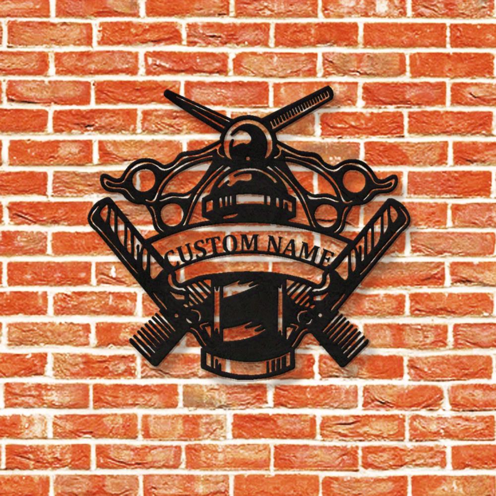 Customizable Barber Shop Metal Wall Art with Name Modern Home Salon Decor