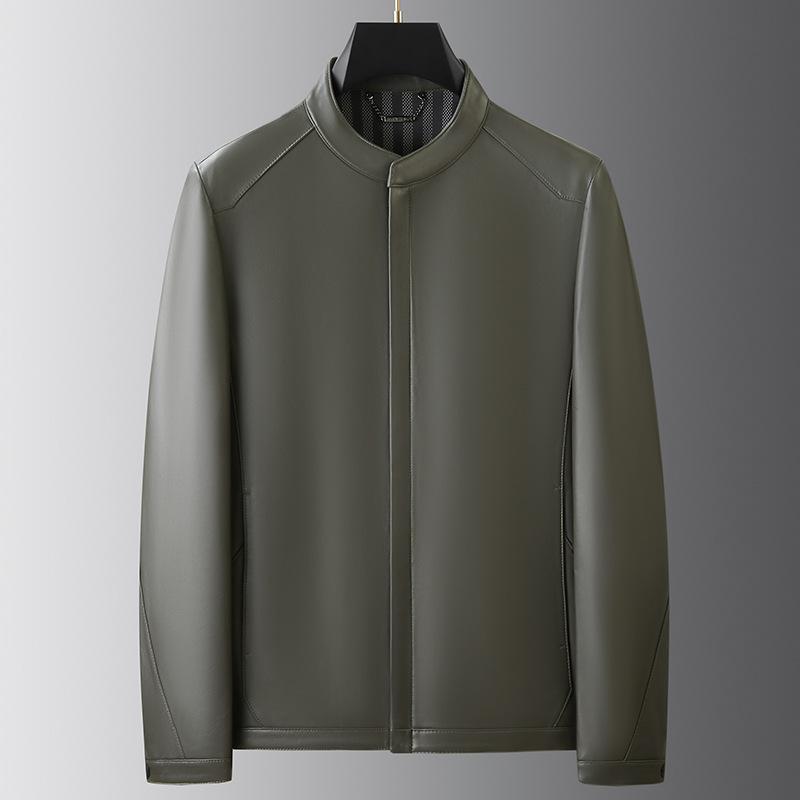 

Новые осенние и зимние мужские куртки из натуральной кожи, повседневные куртки из овчины, повседневные мужские универсальные однотонные кожаные куртки с воротником-стойкой 195