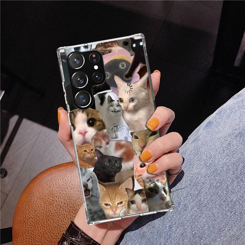 Crying Cat Memes Phone Case For Samsung Galaxy S24 S25 Edge S26 Ultra S23 S22 S21 Plus S20 FE + Personalized Print Cover Galaxy