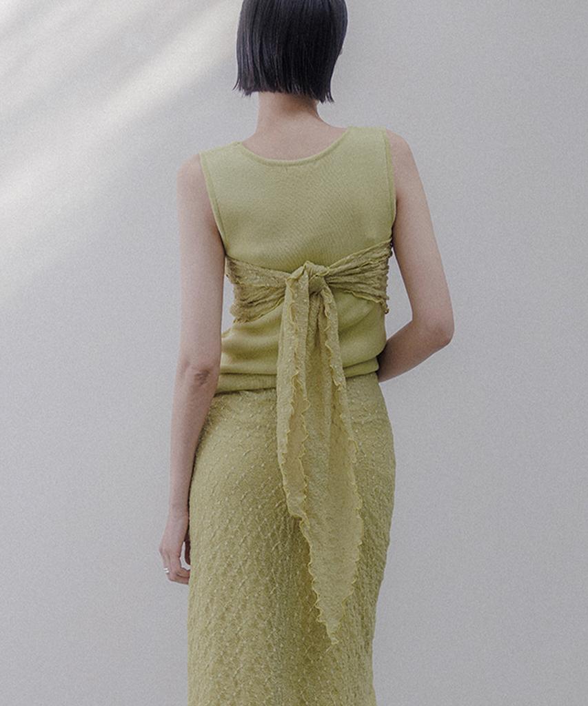 Memua Linen-Like Summer Knit Sleeveless (Lime)