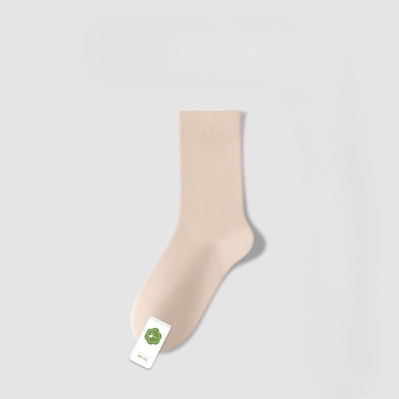 Female Spring and Autumn Pure Cotton Deodorant Boneless Moon Son Tube Stack Socks